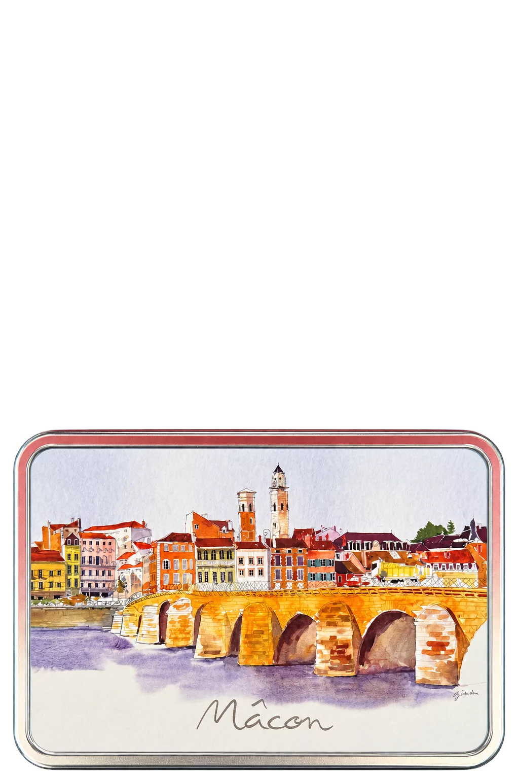 Boîte de Gaufrettes Mâconnaises, Maison Mâconnaise des Vins — boîte en métal illustrée