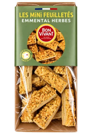 Les Mini Feuilletés Emmental Herbes, Bon Vivant — sachet 75 g