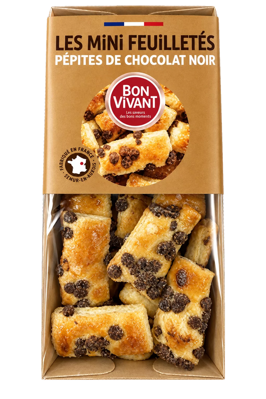 Les Mini Feuilletés Pépites de Chocolat Noir, Bon Vivant — sachet 75 g