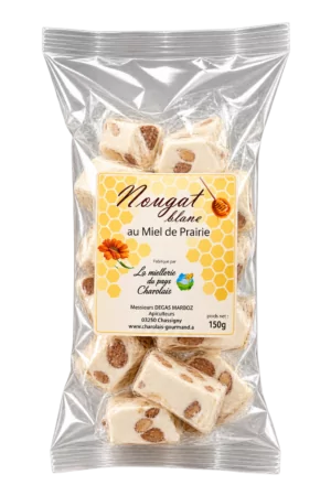 Nougat au Miel de Prairie, La Miellerie du Pays Charolais — sachet 150 g
