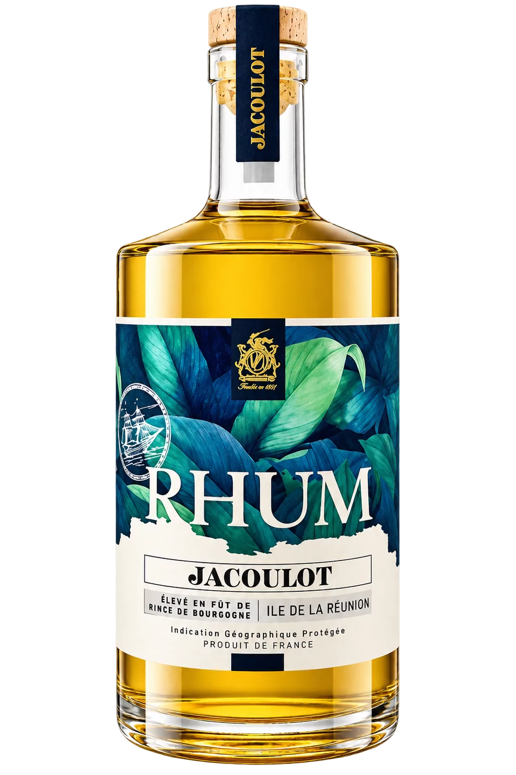 Rhum de l’Île de la Réunion élevé en fût de Bourgogne, Jacoulot — bouteille 70 cl