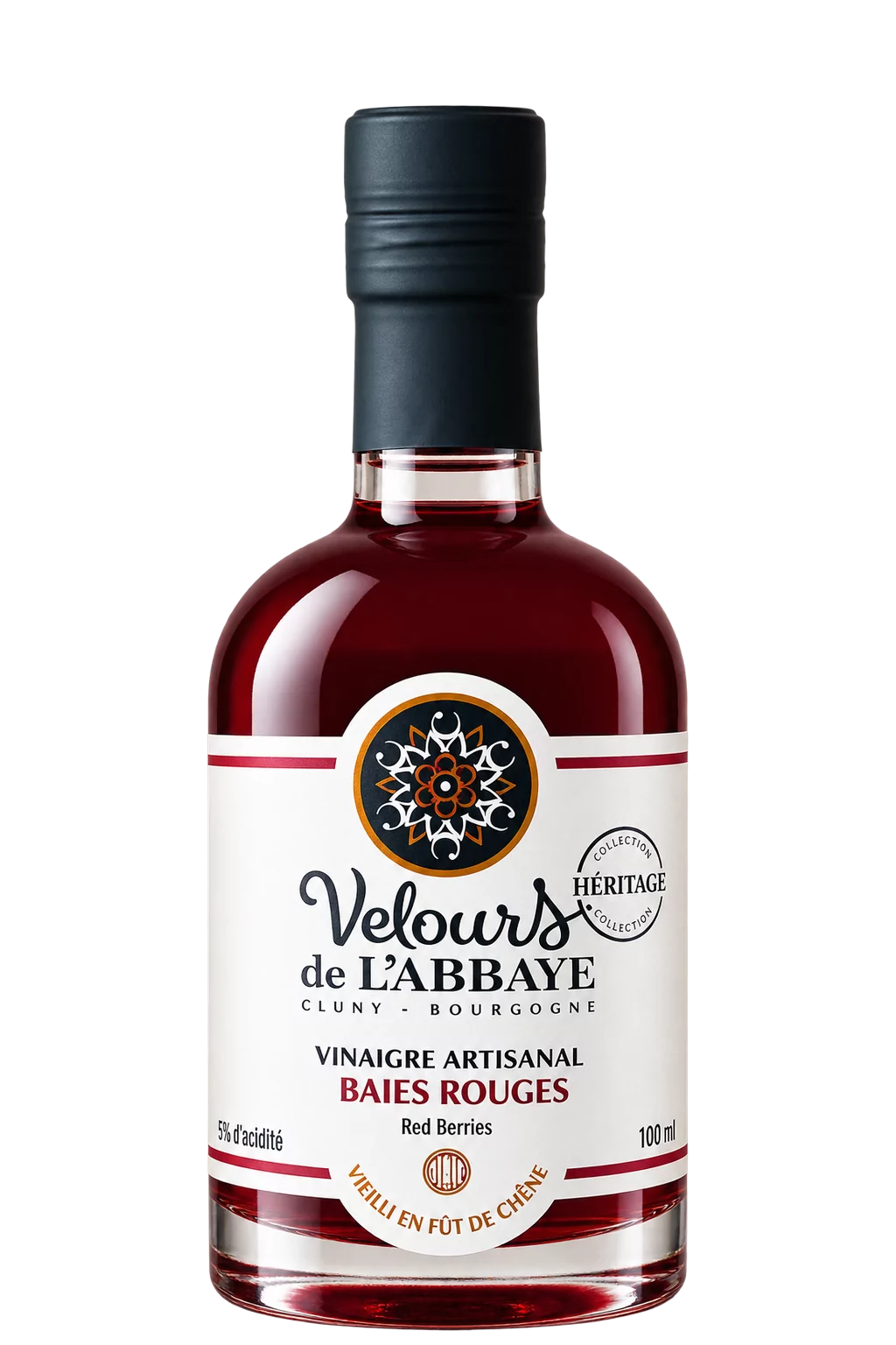 Vinaigre Baies Rouges Héritage, Velours de l’Abbaye — flacon 100 ml