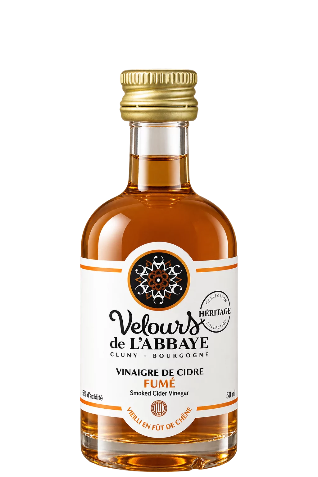 Vinaigre Cidre Fumé Héritage, Velours de l’Abbaye — flacon 50 ml