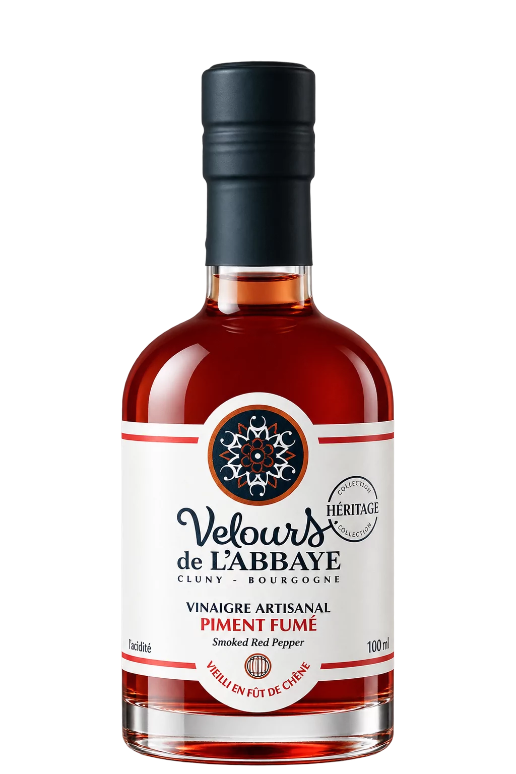 Vinaigre Piment Fumé Héritage, Velours de l’Abbaye — flacon 100 ml