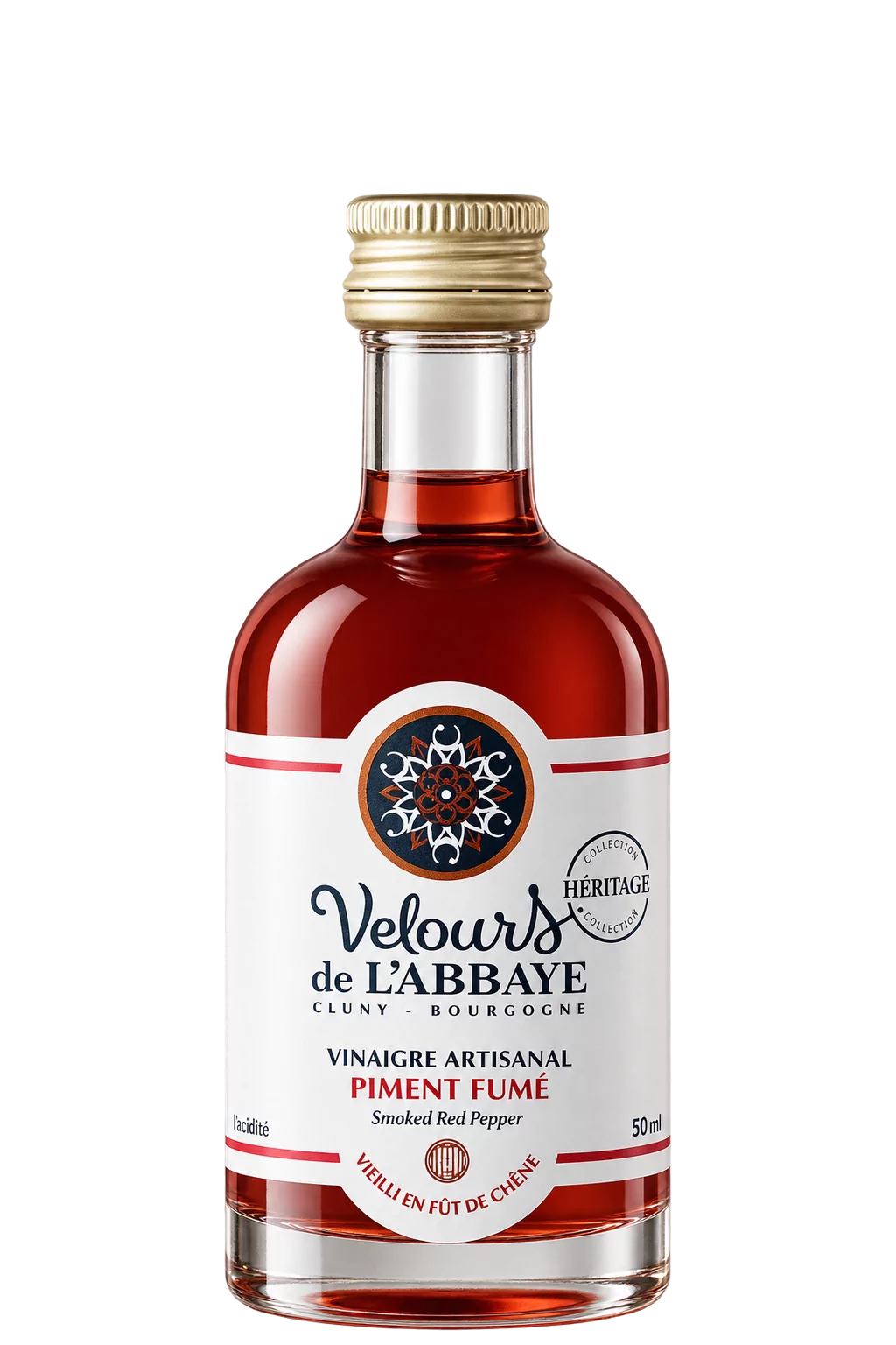 Vinaigre Piment Fumé Héritage, Velours de l’Abbaye — flacon 50 ml